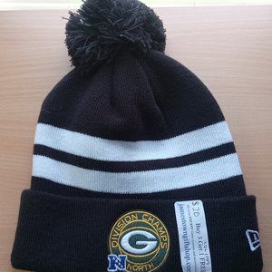 Green Bay Packers NFL New Era Division Champions Top Stripe Pom Knit Hat